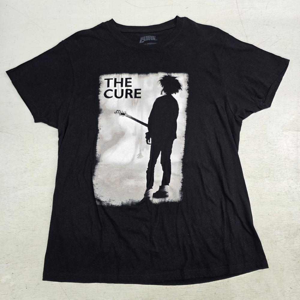 The Cure Silhouette Guitar Band T-Shirt Men's Size L Black Graphic Tee 2024 EUC